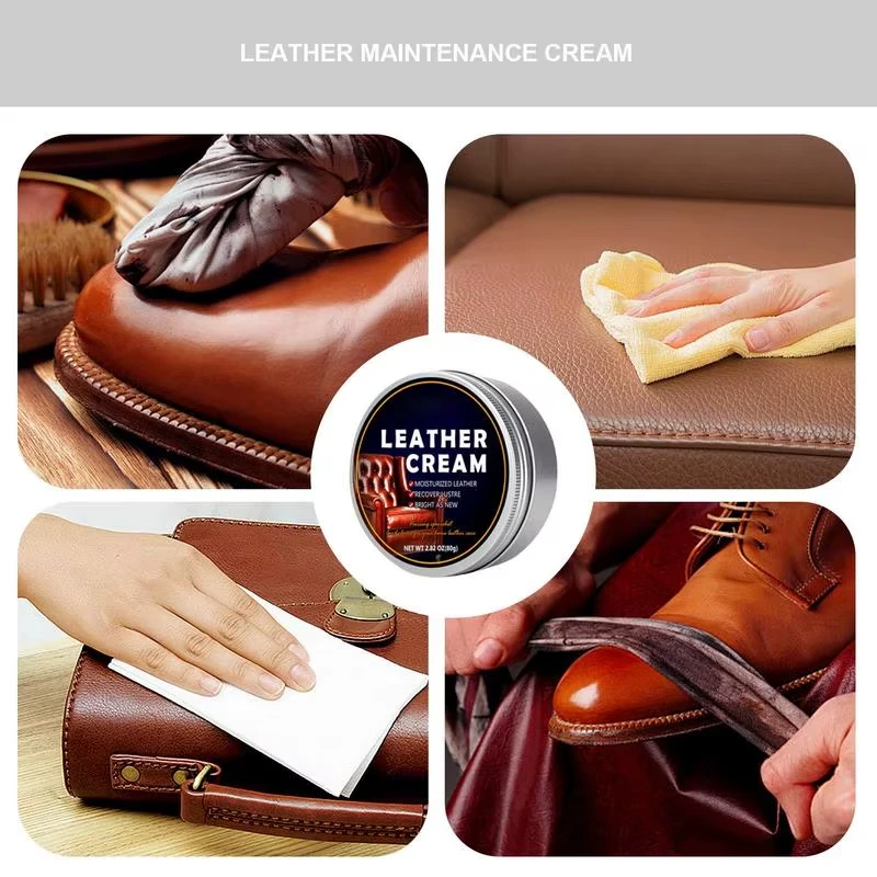 Cream Car Seat Sofa Scratch Cracks Restoration Polishing Wax Multi-function PU Bag Nutrition Care Protection for Leather 80g