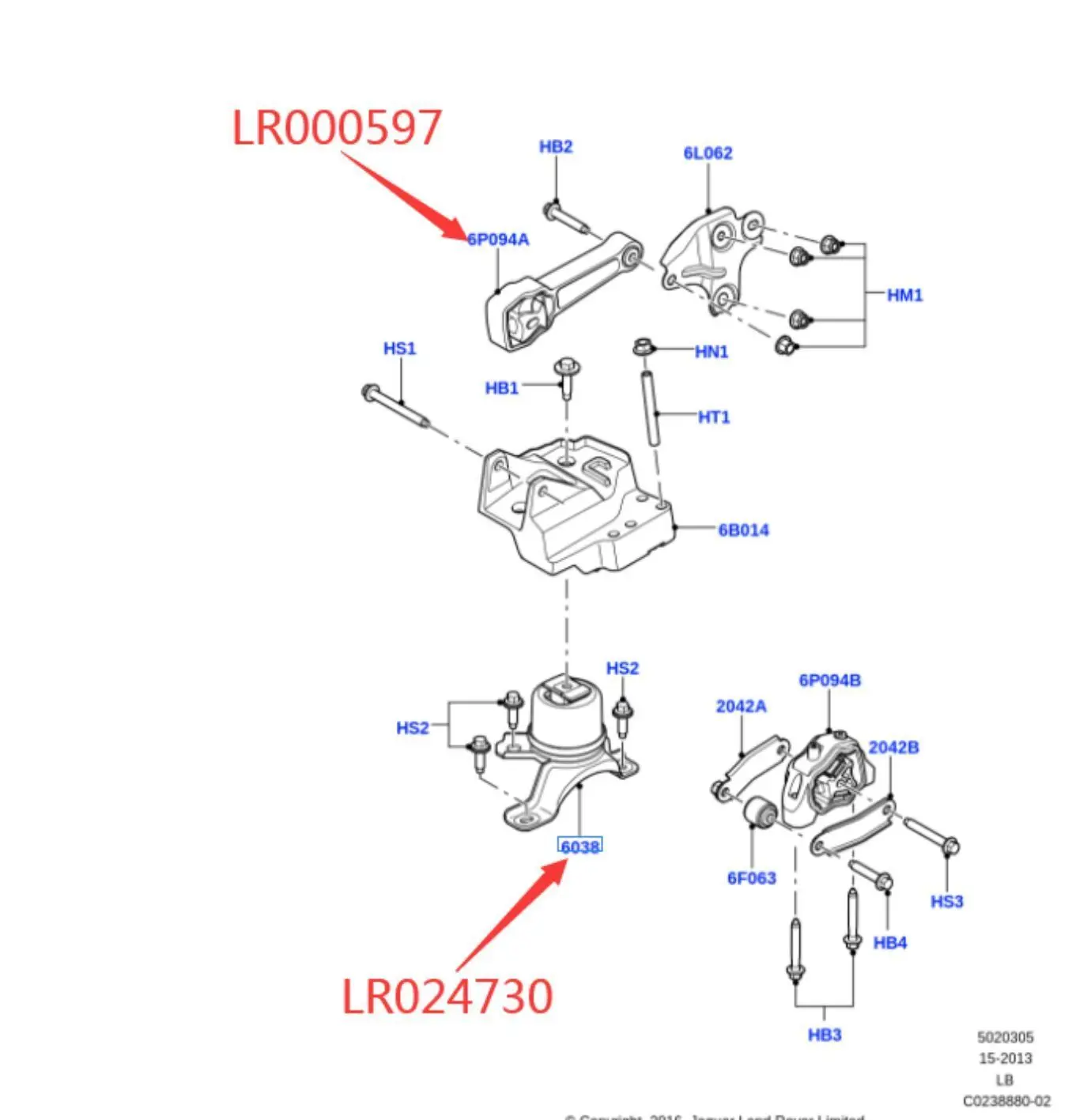 Freelander LR2 3.2L Range Rover evoque discovery sport 2.0L engine torque struts lr024730 lower right engine bracket