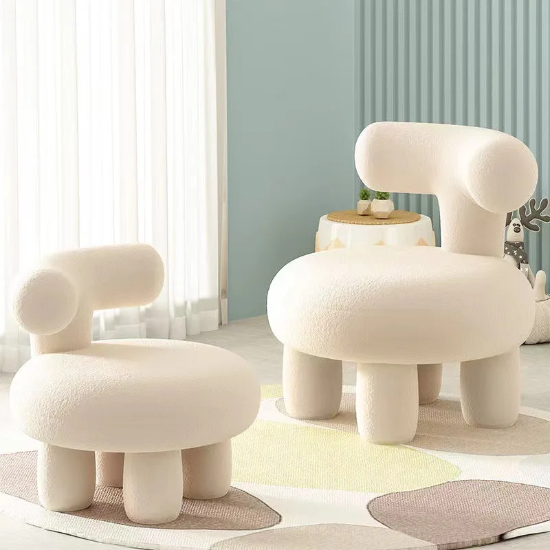 

Lambswool Lazy Sofa Children's Seat Single Cream Style Living Room Cartoon Cute Small Sofa Reading Chair