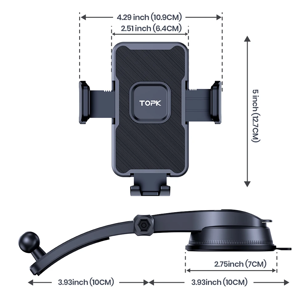 Cell Phone Holder for Car, Universal Mount Dashboard for iPhone 14 13 12 11 Pro