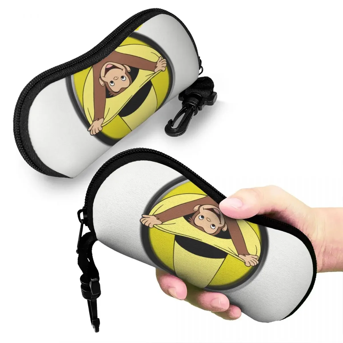 Curious George Cute Funny Eyeglass Glasses Case Men Women Soft Brown Monkey Sunglasses Protective Bag