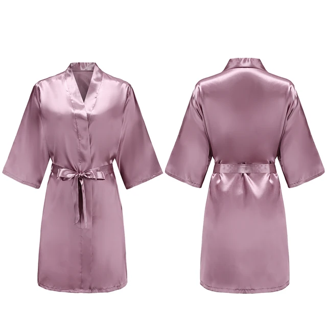 Robes courtes et soyeuses pour femmes, en Satin, pour demoiselle d'honneur, fête de mariée, vêtements de nuit