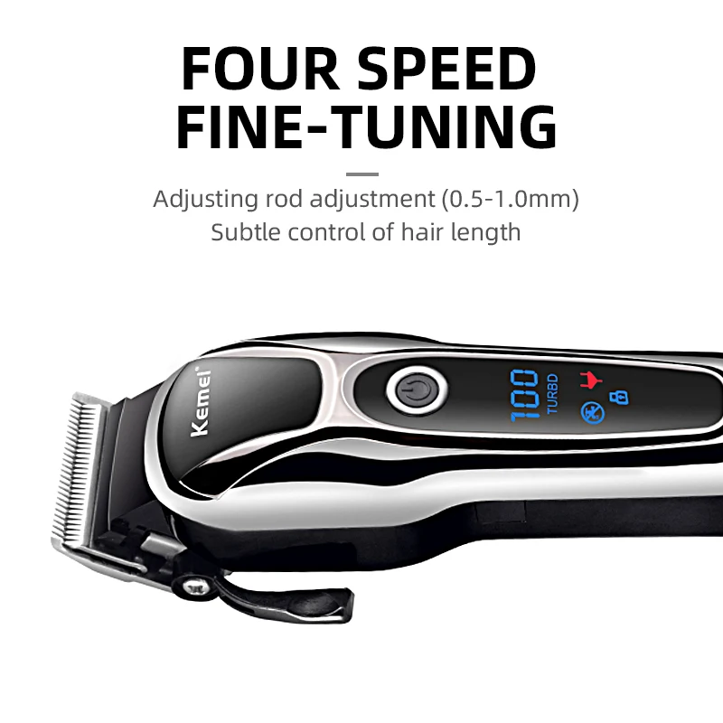 Kemei Professional Hair Clipper Rechargeable Trimmer Men Electric Cutter Hair Cutting Machine LCD Cordless Beard Trimmer KM-1990 3