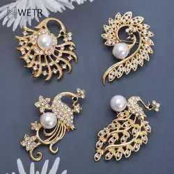 Rhinestone Pearl Peacock Animal Corsage Classic Crystal Peacock Brooch Pins For Women Banquet Wedding Costume Fashion Jewelry