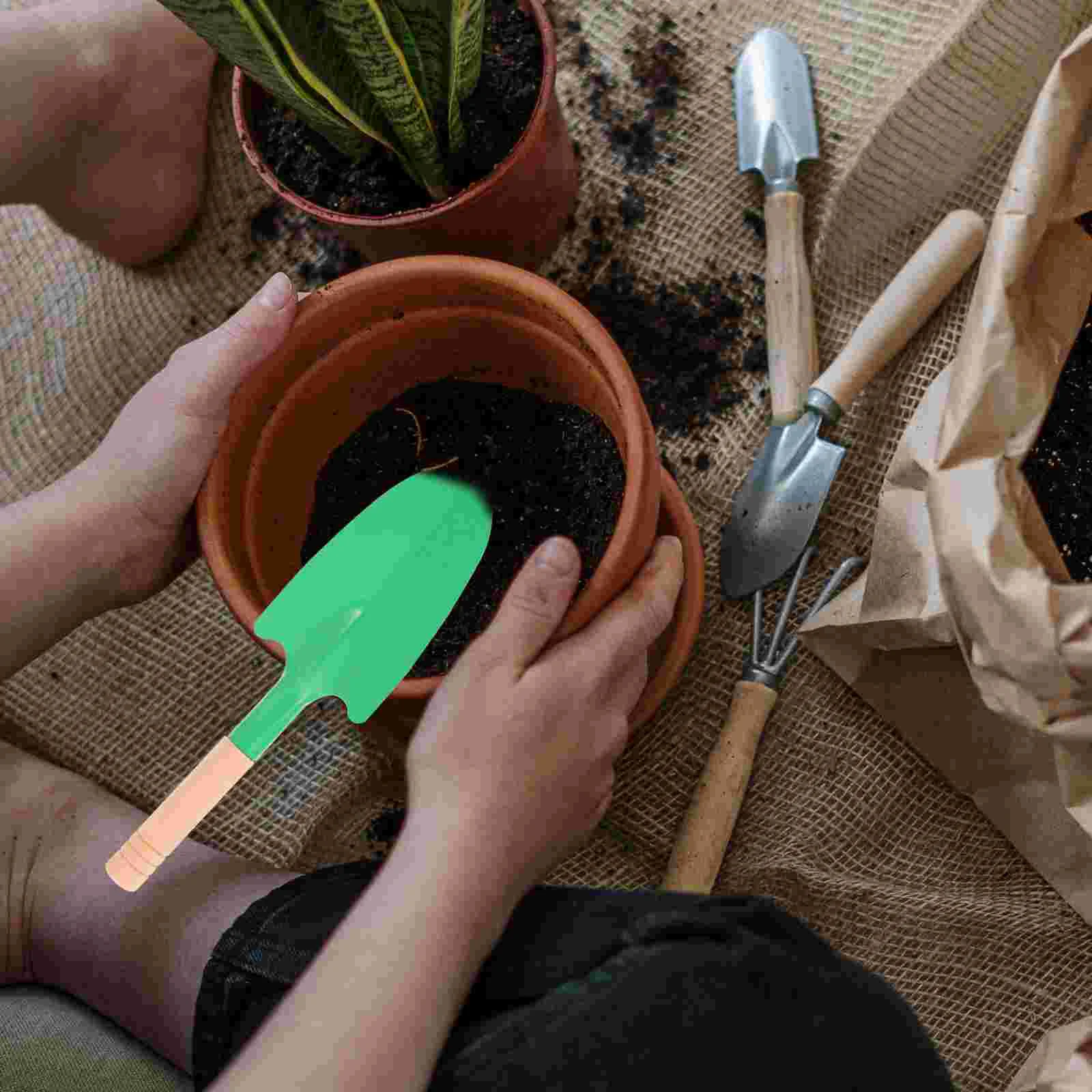 10 Pcs Wooden Handle Planting Spade Garden Shovels Gardening Tool Mini Spades Trowels