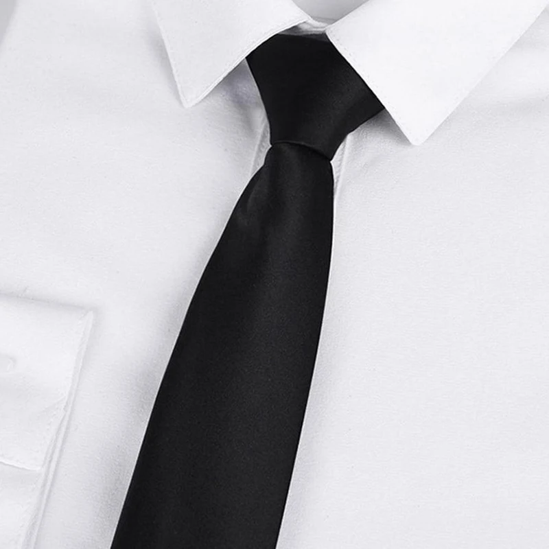 Clip On Men Tie Security Ties For Men Women Unisex Tie Clothing Necktie Funeral Doorman Steward Black Matte G2E5