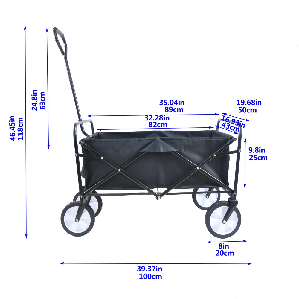 Folding Wagon Garden Shopping Beach Cart,Wagon Gardon Cars with Two Brakes for Beaches, Gardens, Parks, Camping