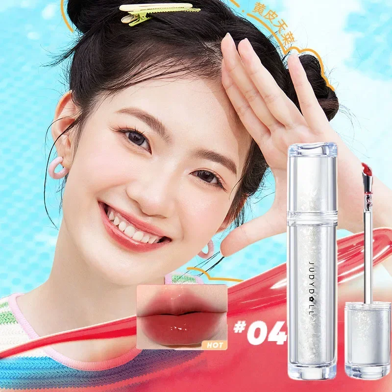 Judydoll Mirror Lip Gloss Lip Pencils Long-lasting Moisturizing Lipsticks Shine Watery Lip Lotion Metal Brush Head Makeup