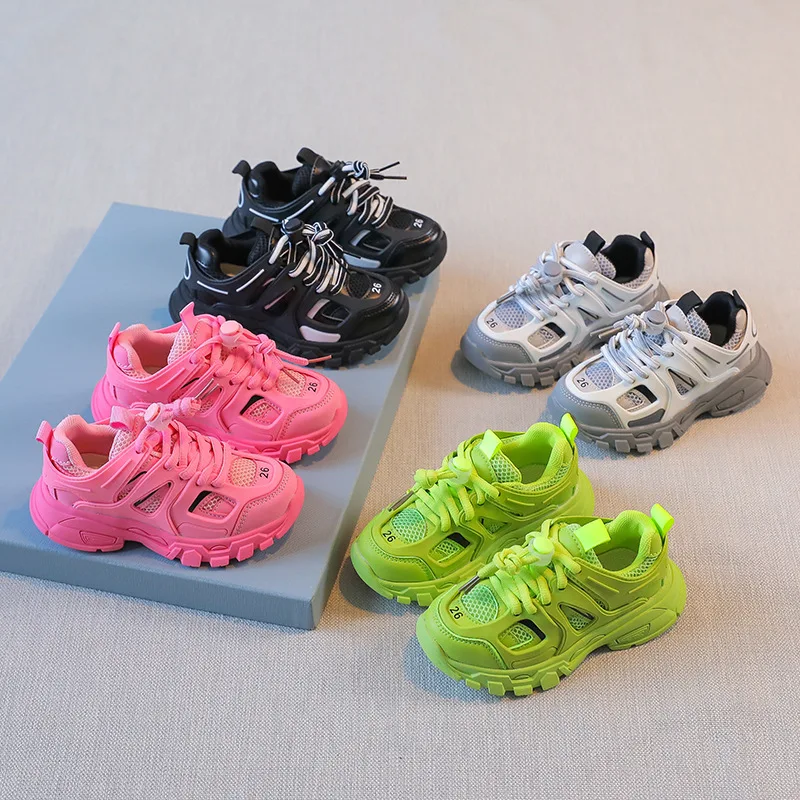 Children Sneakers Boy's Fashion Sport Style Dad Shoes Girl's Candy Color Non-slip Sneakers Size 23-38 2