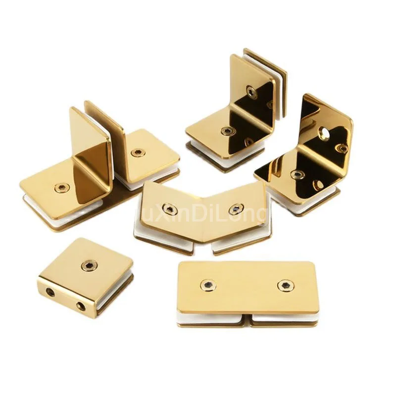 

4PCS Shiny Gold Stainless Steel Glass Clamps Shower Room Partition Code Bathroom Glass Hardware Fittings Connection Clips GF976