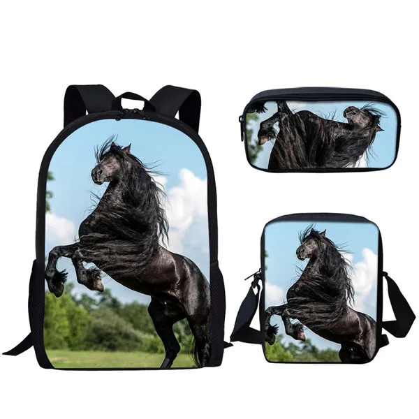 

Popular Youthful Horse Backpacks bags 3D Print 3pcs/Set Student Travel bags Laptop Daypack Backpack Shoulder Bag Pencil Case