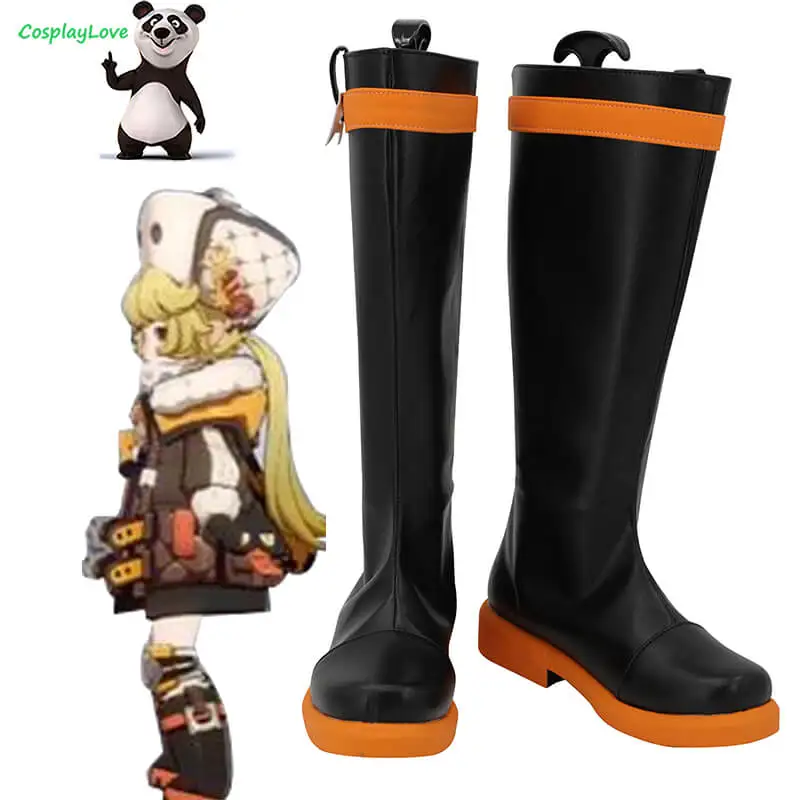 

CosplayLove Honkai: Star Rai Hook Cosplay Shoes Black Orange Long Boots Leather Custom Made For Chirstmas Halloween Gift