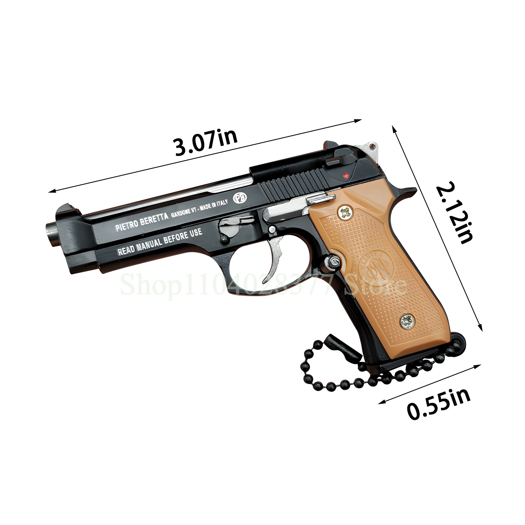 Mini Gun Model Keychain, Mini 3:1 Beretta Shape Keychains Gift for Gun-lover, Tiny Novelty keychains Gifts for Men, Black 2