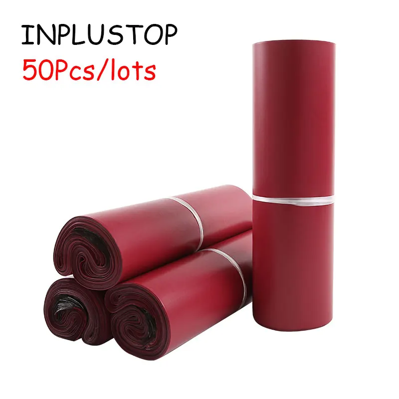 INPLUSTOP Brown Red Express Packing Bag Thicken Logistics Waterproof Clothing Mailing Postal Bags Customized LOGO Courier Pouch