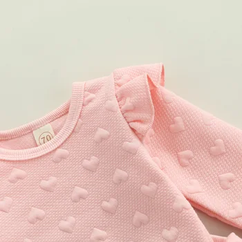 0-24M Newborn Infant Baby Girl 2Pcs Autumn Clothing Set Long Sleeve Heart Printed Top Shirt Long Pants 3