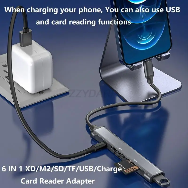6-in-1 Multifunctional Card Reader Adapter with Charging