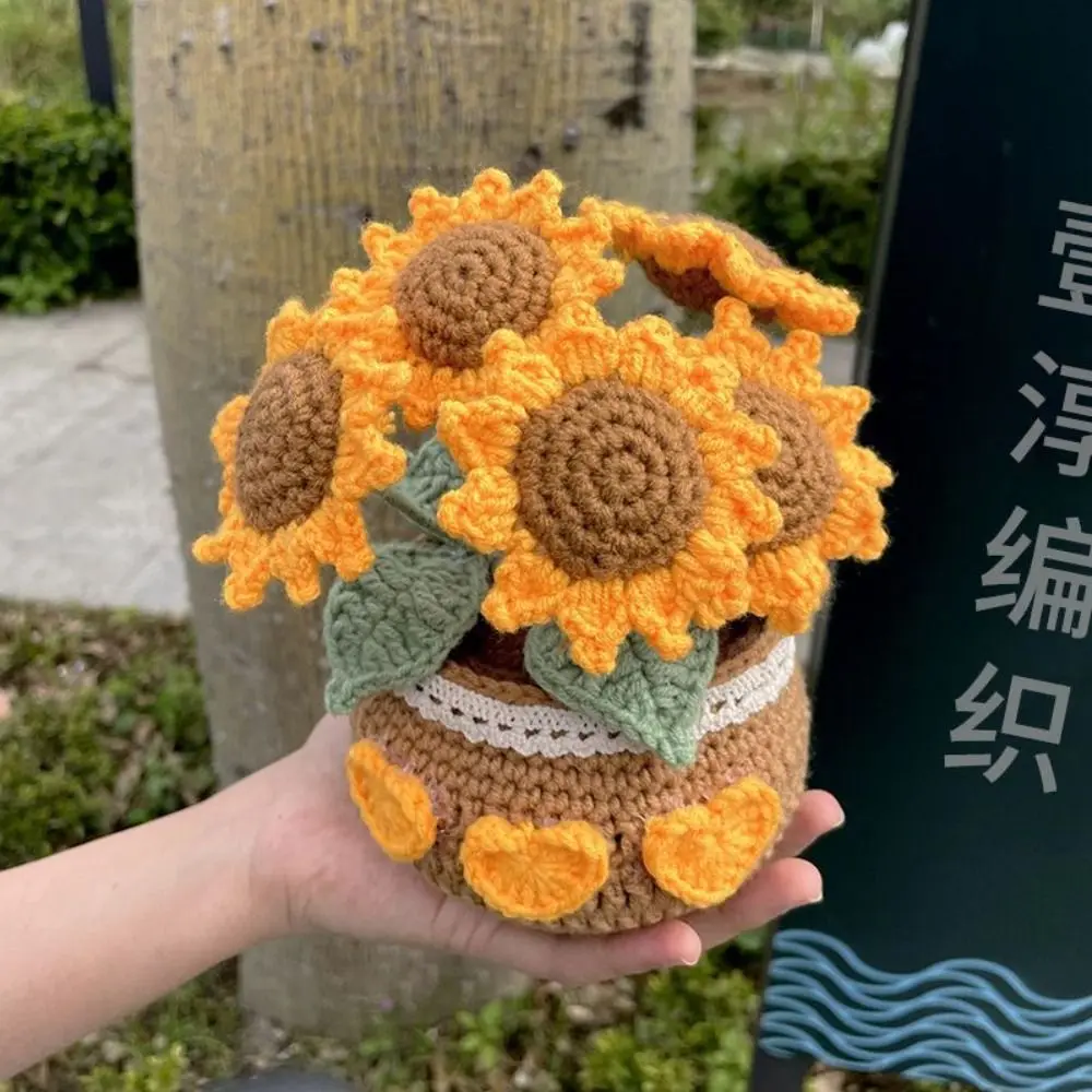 DIY Tulip Flowers Plant Potted Crochet Knitting Kit for Adults and Kids Crochet Starter Knitting Kit Handmade Crafts Lovers Sew