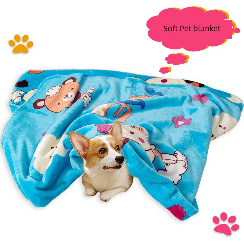 

Winter Warm Pet Blanket Bad Bear Print Dog Cat Pad Cover Soft Fluffy Sleeping Mat Pet Supplies Puppy Plush Flannel BlankeT