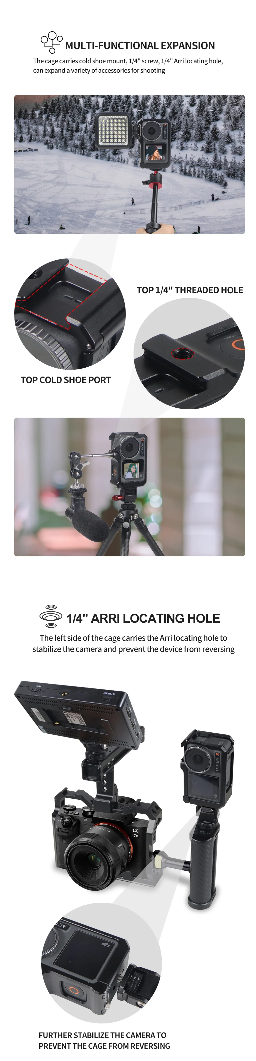 Full Frame Camera Cage Protective Housing Accessories for  Osmo Action 4 For  Os