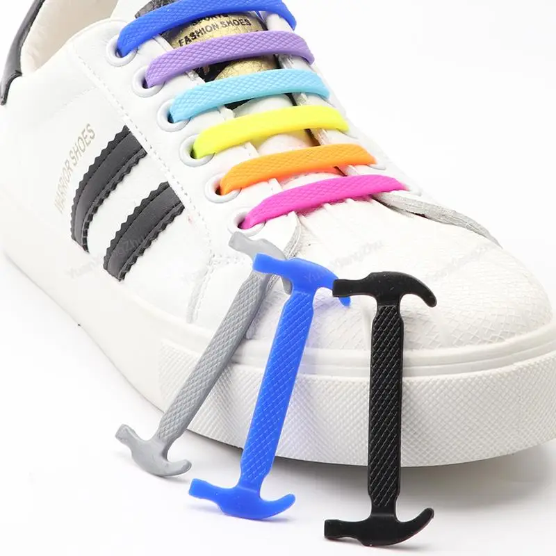 12Pcs Silicone Shoelaces No Tie Shoe laces Elastic Laces Sneakers Kids Adult Rubber Shoelace One Size Fits All Shoes