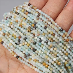 Faceted Black and White Natural Gemstone Spacer Beads - 4mm About 95pcs (NO.12 Amazonite)