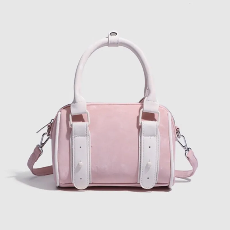 JIAERDI Sweet Cute Boston Bag Women Exquisite Compact Pink Handbag Ladies Sporty Vibrant Casual Shoulder Crossbody Bag Chic 2025