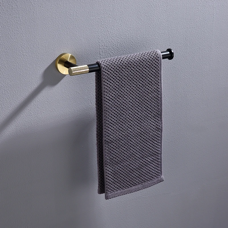 304 Stainless Steel Bathroom Single Hand Towel Ring Rack Towel bar Wall Mounted Holder Matte Black Brushed Gold Chrome