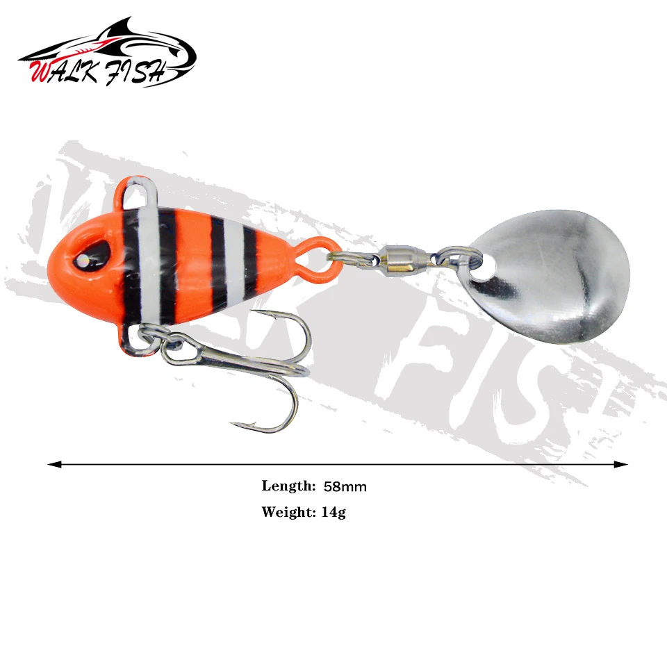 Фото WALK FISH 1 шт. новый хвост спиннинг 14 г балансировочный вращающийся металлический джиг Вибрирующая приманка Спиннер ложка искусственная рыболовная приманка №2