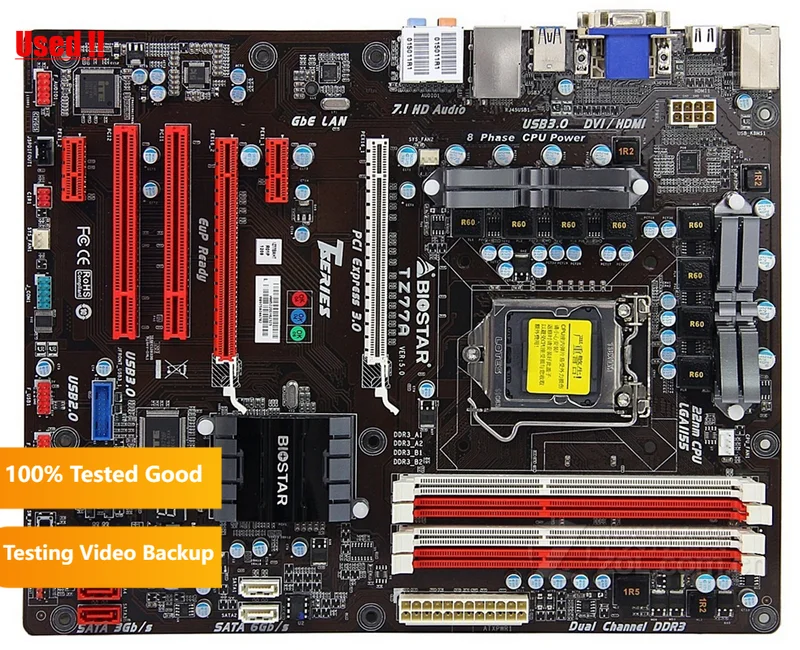 good condition BIOSTAR TZ77A Original  Motherboard Intel Z77 LGA 1155 DDR3 32G SATA3 USB3.0 ATX