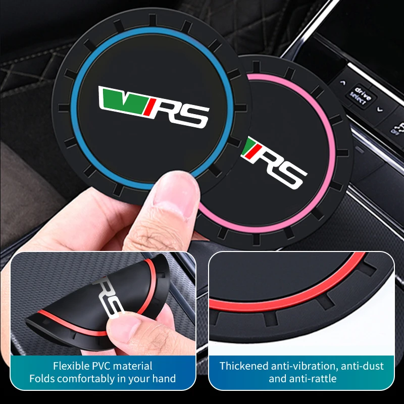 Universal Car Coaster Water Cup Slot Non-Slip Pad Bottle Mat For Skoda VRS Octavia 2 3 Kamiq MK3 Kodiaq Karoq Superb Fabia cup holder coasters car coaster pads