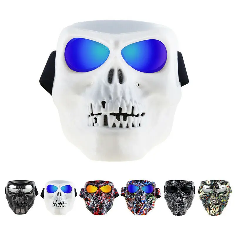 Motorbike Goggles Skull Face Mask Shield ATV Racing Dirt Bike Halloween Eyewear Unisex Motorcycle Helmet Cycling Headgear