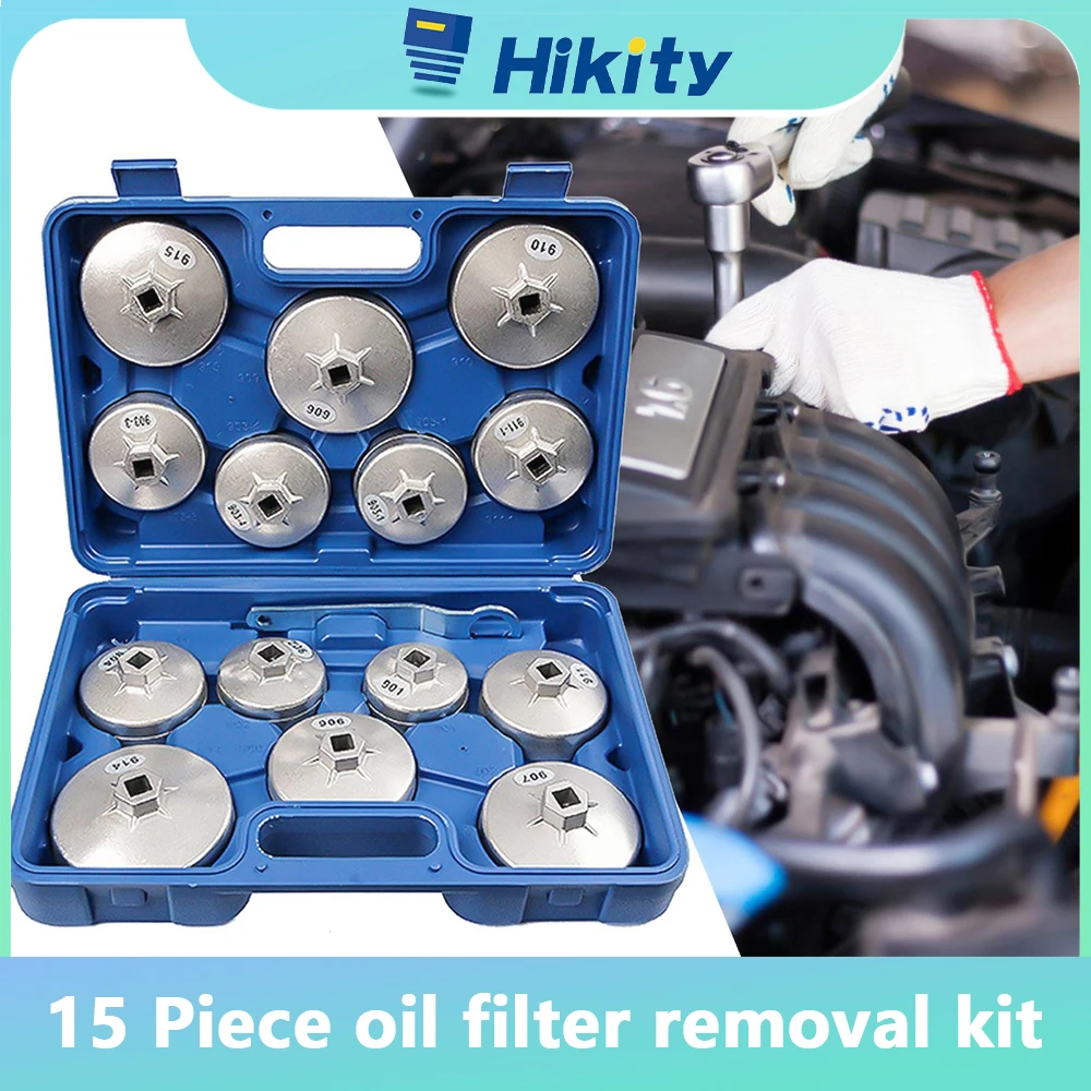 Hikity 15 Pz/Set Tappo Del Filtro Dell'Olio Set Di Chiavi A Bussola Per Chiavi A Cricchetto Tipo Di Tazza Accessori Per Auto Set Di Strumenti Per La R