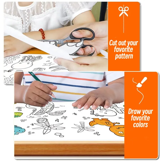 90cm Animal Children's Drawing Roll DIY Coloring Paper Roll Color Filling Graffiti Paper-cut for Kids Painting Educational Toys 5