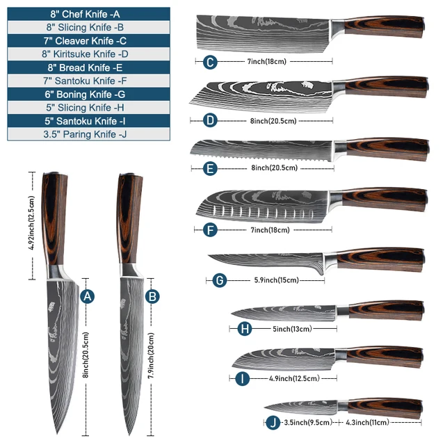 Kitchen Knives Stainless Steel 1-10PCS Set 5