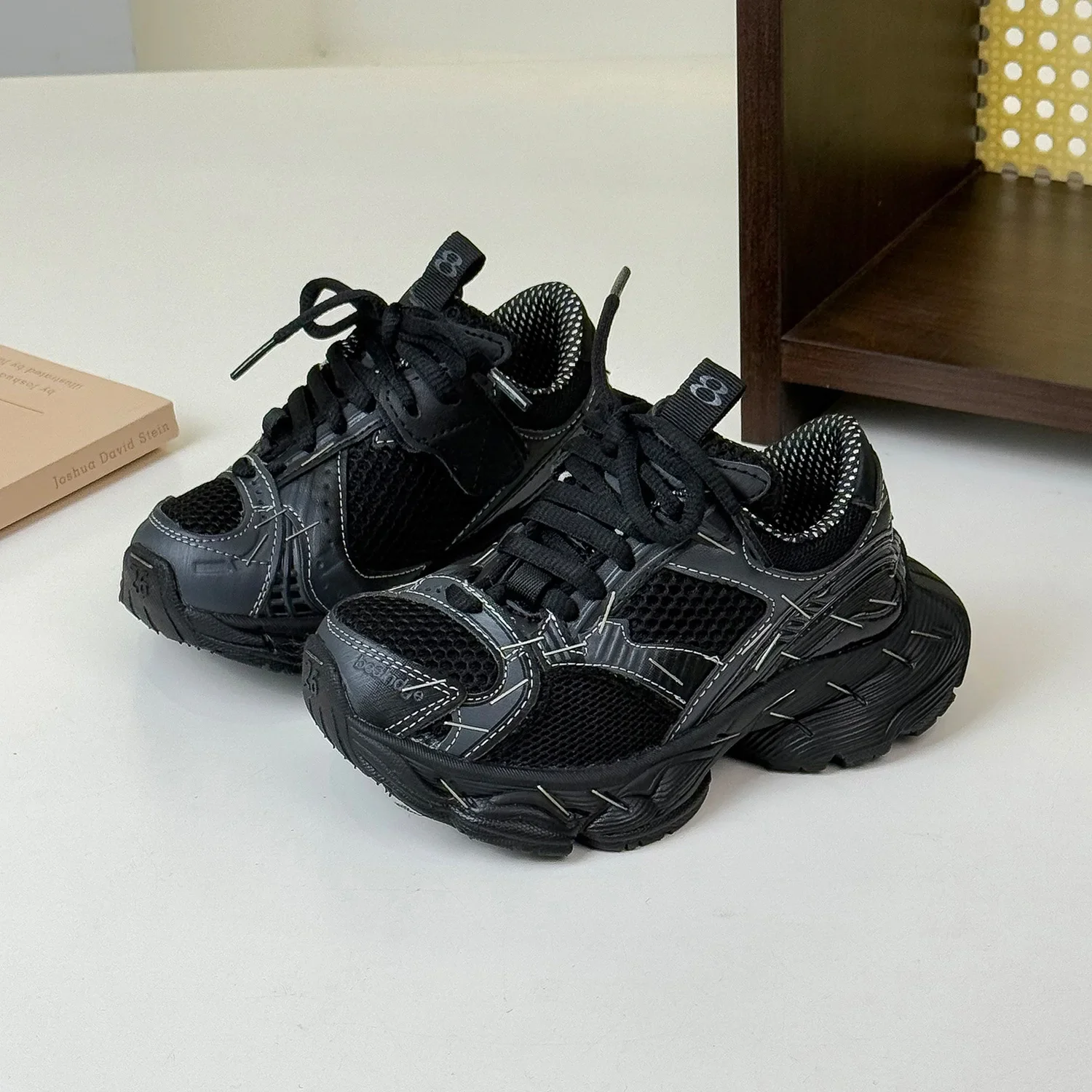 Spring Boys Girls Breathable Chunky Sneakers Children Walking Running Shoes Kids Toddler Distressed Non-slip Casual Sports Shoes