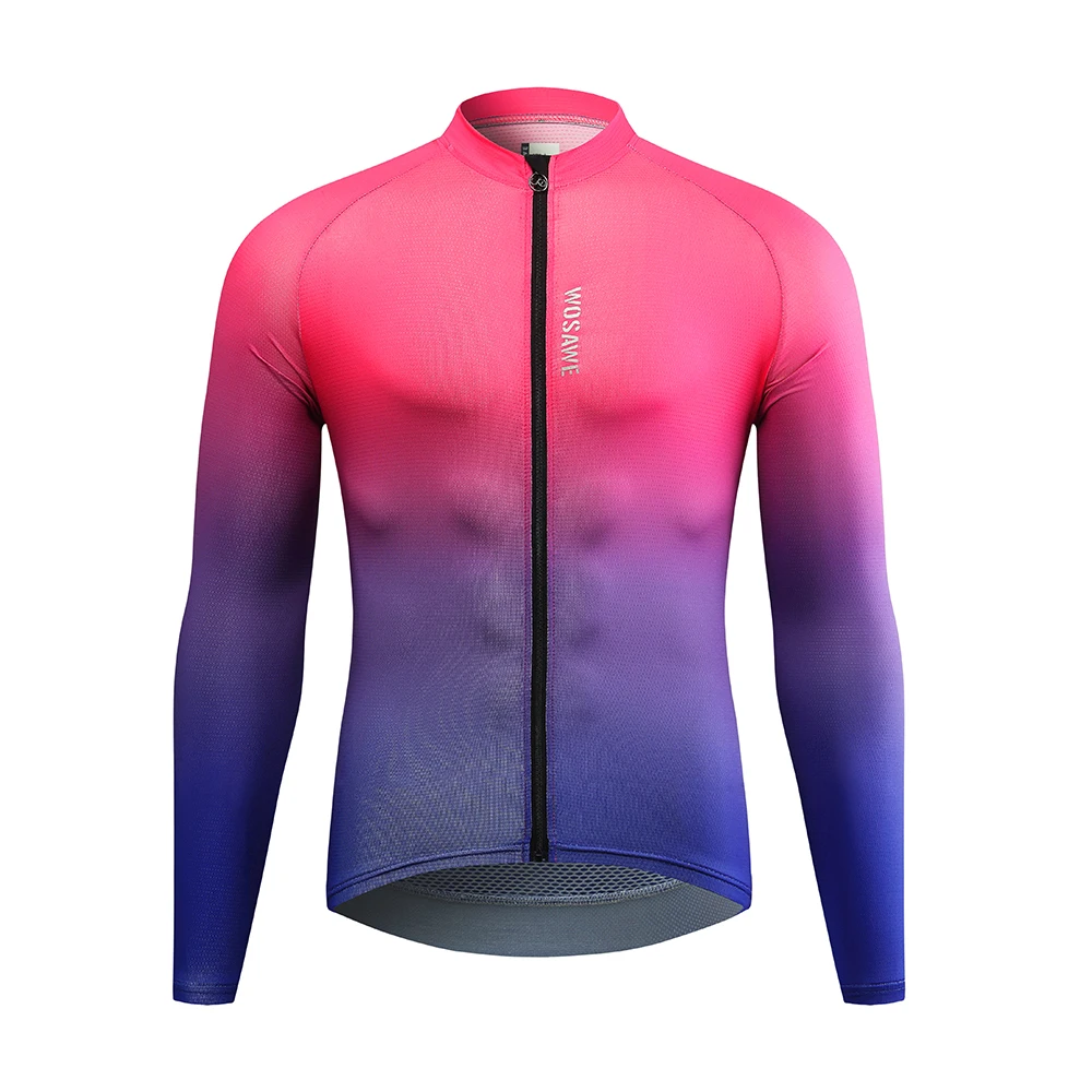 thumbnail image 1 of WOSAWE - Maillot de ciclismo para hombre, manga larga, cómodo, protector solar, para bicicleta de montaña y carretera, primavera y otoño, talla asiática, 1 of 5