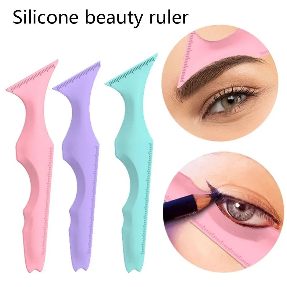 Makeup Tools 5 in 1 Silicone Beauty Ruler Reusable Eyeliner Stencils Winged Tip Eyeliner Aid Eyebrow Stencil Multi-Purpose Makeup Tool