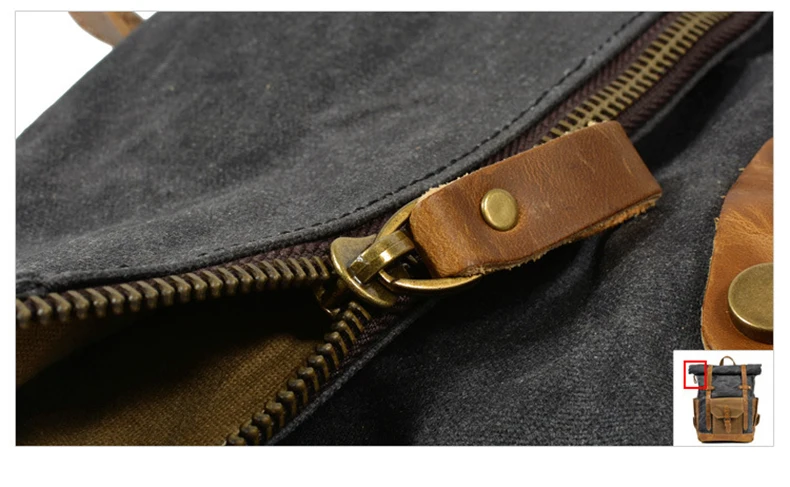 Backpack Roll-top - Canvas Leather