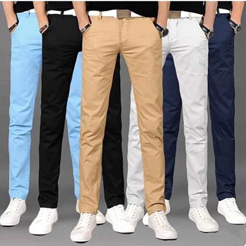2023-summer-New-Casual-Pants-Men-Cotton-Slim-Fit-Chinos-Fashion-Male ...