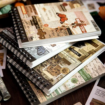 Yoofun 50sheets Classic Retro Old Time Antiques Stickers Washi Paper Sticker for Collage Junk Journal Scrapbooking diy Decals 1