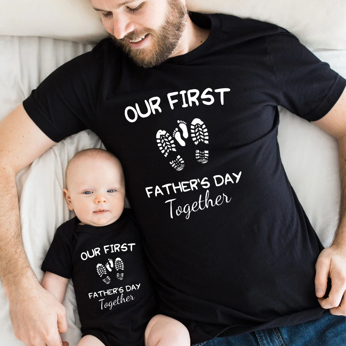 Our First Father's Day Together Father and Baby Shirt Matching Shirt for Dad and Son Daddy and Baby Fathers Day Gift From Baby s
