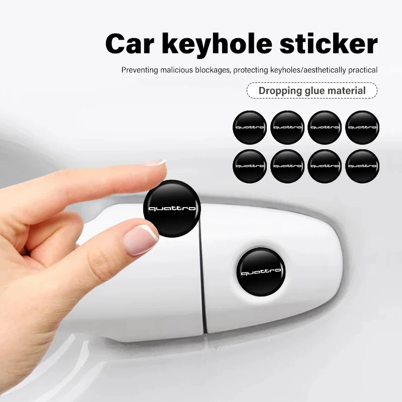 8Pcs Car Door Keyhole Sticker Lock Protection Decalcomanie Antipolvere Per Audi A3 Q3 A4L Q5L Q2L R8 Rs A6L S Line Quattro Sline