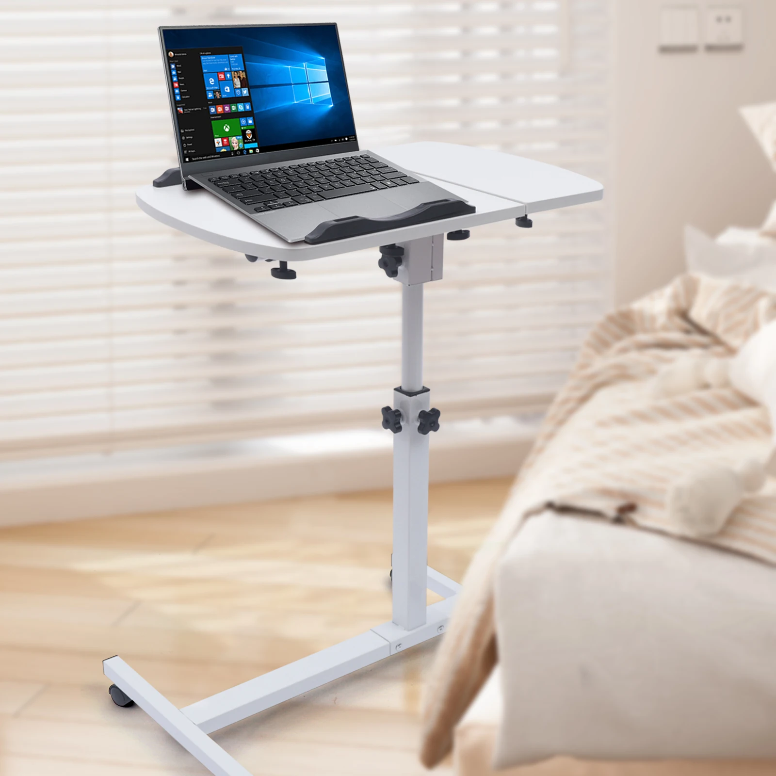 Rolling Table Laptop Notebook Stand Angle & Height Adjustable Tiltable Table Top Desk Sofa Bed Side Table