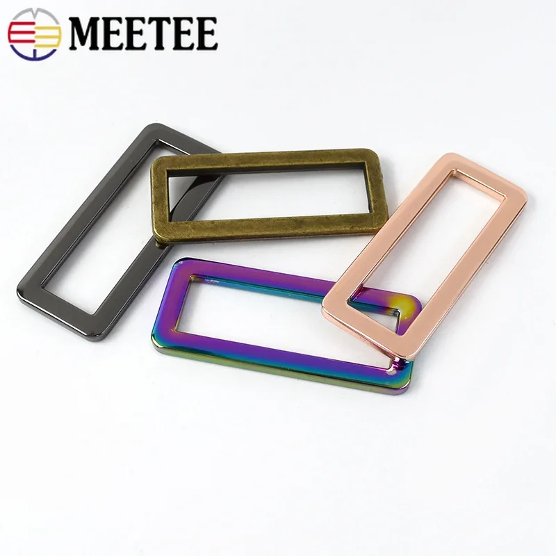 Meetee-Anillos cuadrados de 20-50mm, hebillas de Metal para correas, ajustador de bolsa, hebilla de cinturón, accesorios de Hardware, 10/50 piezas