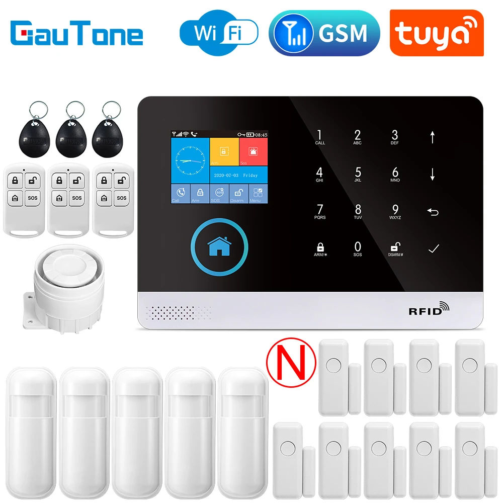 anti theft lock GauTone PG103 Alarm System for Home Burglar Security 433MHz WiFi GSM Alarm Wireless Tuya Smart House App Control wireless security keypad Alarms & Sensors