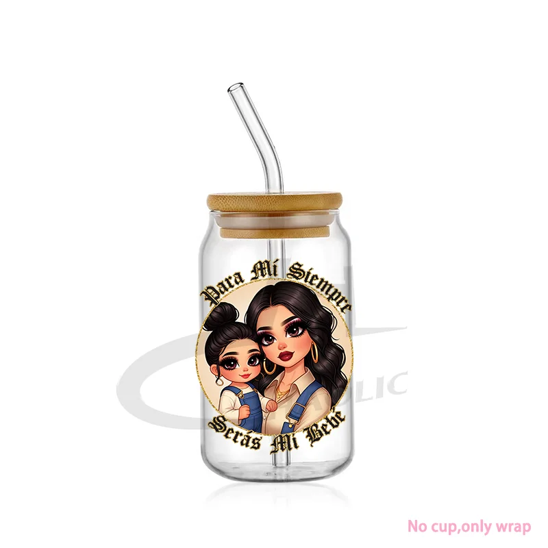 Mama Chingona Latina Decal Bundle Glass Can Wrap Gift For Mom Libbey Wrap Girl Mom Era Mother&rsquo;s Day UV DTF Cup