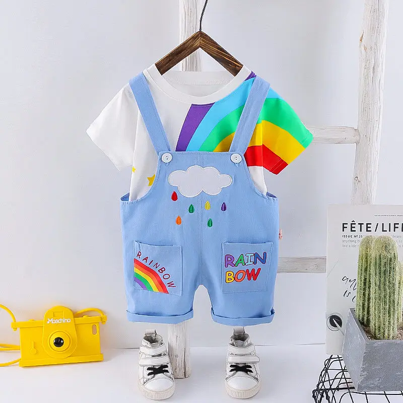 

Baby summer animal overalls Children Outing Clothes Toddler Boy Girls Lattice Cotton Shirt Bib Pants 2Pcs/sets Infant Kids sets