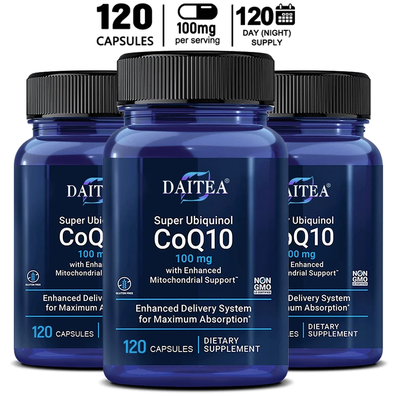Super Ubiquinol CoQ10 Mitochondrial-Heart Healthy & Anti-Aging Cardiovascular & Energy Supplement-Gluten Free Non-GMO coq10 capsules