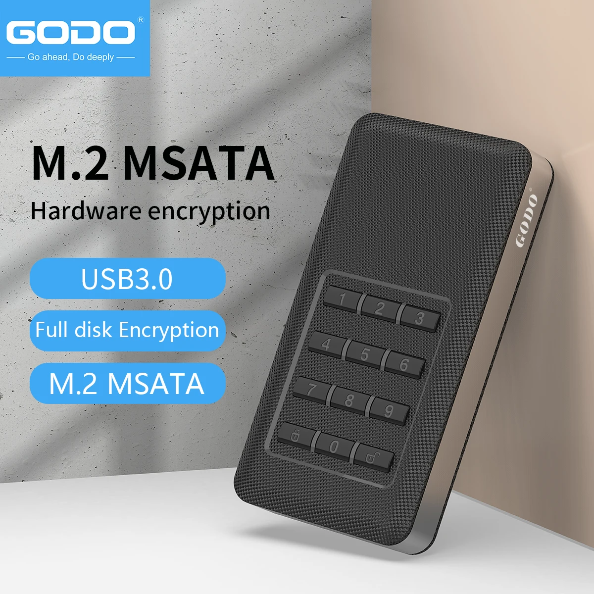 External Hard Drive Case Hard Drive Enclosure Hard Disk Case External Hard Drive Box HDD Case Enclosure GODO M.2 MSATA Hardware encryption USB3.0 Full disk EncryptionTool 2.5&ldquo;Sata