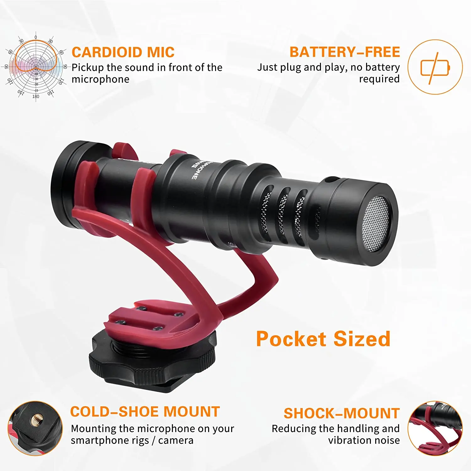 COMICA CVM-VM10II Microphone à condensateur cardioïde directionnel pour appareils Photo Canon, Nikon, Fuji, Sony, Panasonic, Olympus, appareils Photo Reflex numériques, Smartphones, etc. (avec